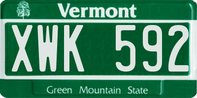 VT license plate XWK592