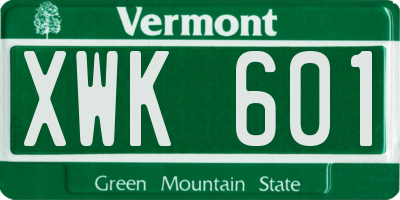 VT license plate XWK601