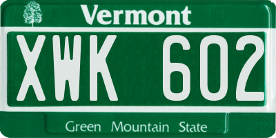 VT license plate XWK602