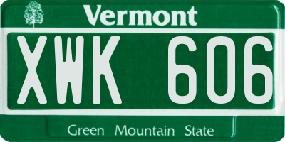 VT license plate XWK606