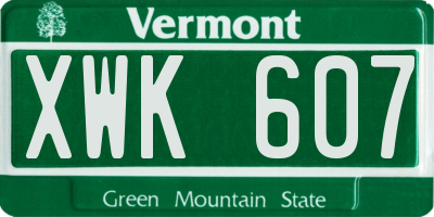 VT license plate XWK607