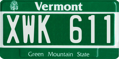 VT license plate XWK611
