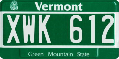 VT license plate XWK612
