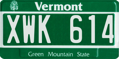 VT license plate XWK614