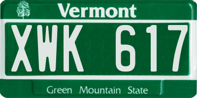 VT license plate XWK617