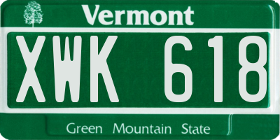 VT license plate XWK618