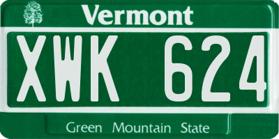 VT license plate XWK624