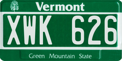VT license plate XWK626