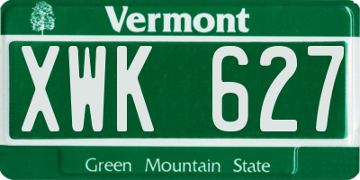 VT license plate XWK627