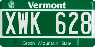 VT license plate XWK628