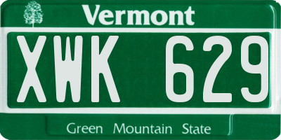 VT license plate XWK629