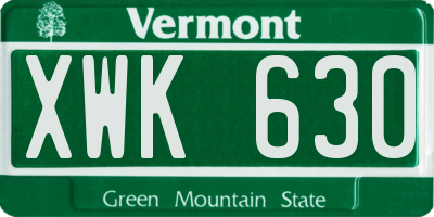 VT license plate XWK630
