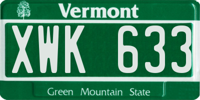 VT license plate XWK633