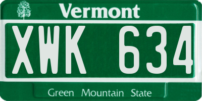 VT license plate XWK634