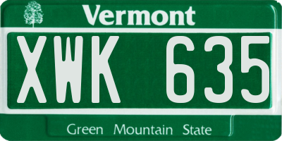VT license plate XWK635