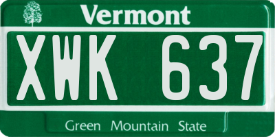 VT license plate XWK637