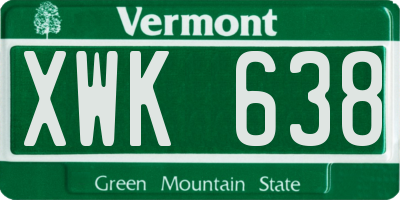 VT license plate XWK638