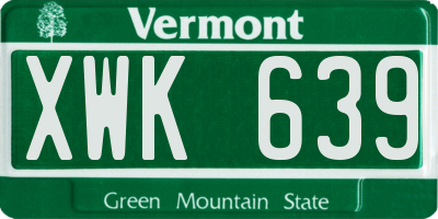 VT license plate XWK639