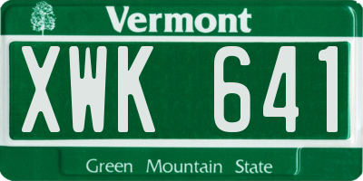 VT license plate XWK641