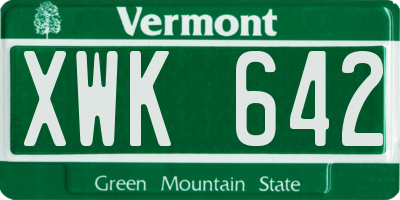 VT license plate XWK642