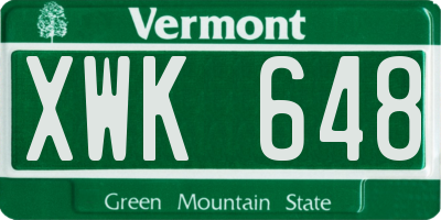 VT license plate XWK648