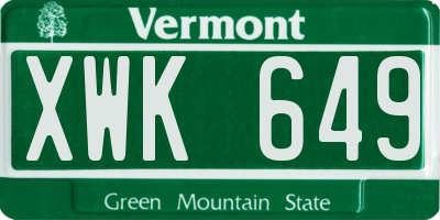 VT license plate XWK649