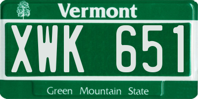 VT license plate XWK651