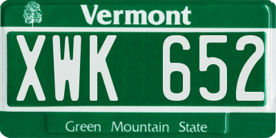 VT license plate XWK652
