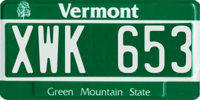 VT license plate XWK653