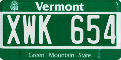 VT license plate XWK654