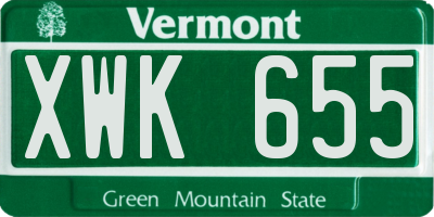 VT license plate XWK655