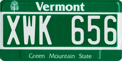 VT license plate XWK656