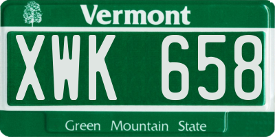 VT license plate XWK658