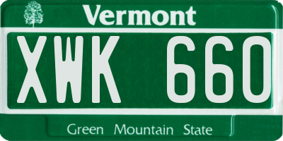 VT license plate XWK660