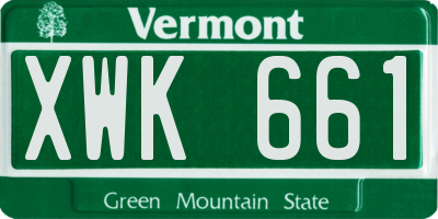 VT license plate XWK661