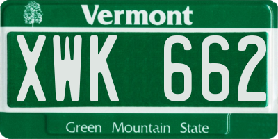 VT license plate XWK662