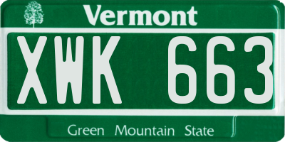 VT license plate XWK663