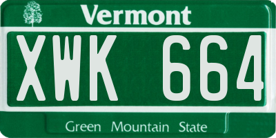 VT license plate XWK664