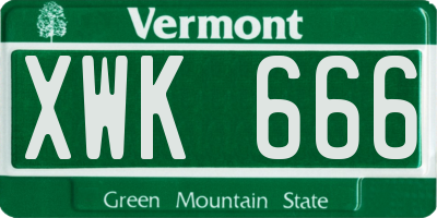 VT license plate XWK666