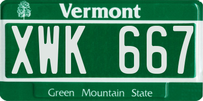 VT license plate XWK667