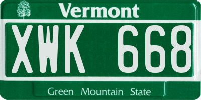 VT license plate XWK668