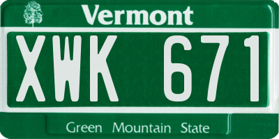 VT license plate XWK671