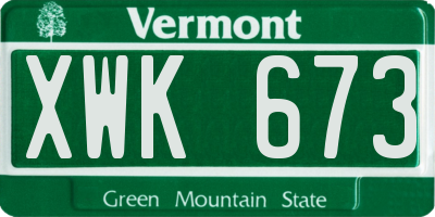 VT license plate XWK673