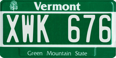 VT license plate XWK676