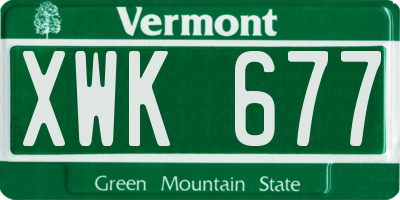 VT license plate XWK677