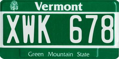 VT license plate XWK678