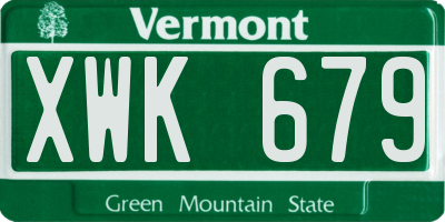 VT license plate XWK679