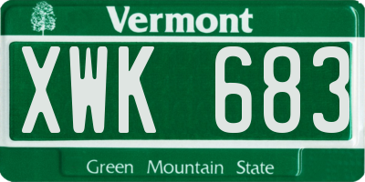 VT license plate XWK683