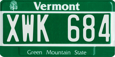 VT license plate XWK684