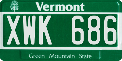VT license plate XWK686